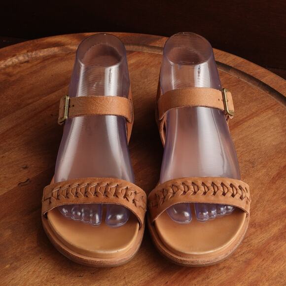 Kork Ease Sandals Womens SZ 7M Brown Yucca Braid Leather Flat Shoes Western Boho - Picture 2 of 14
